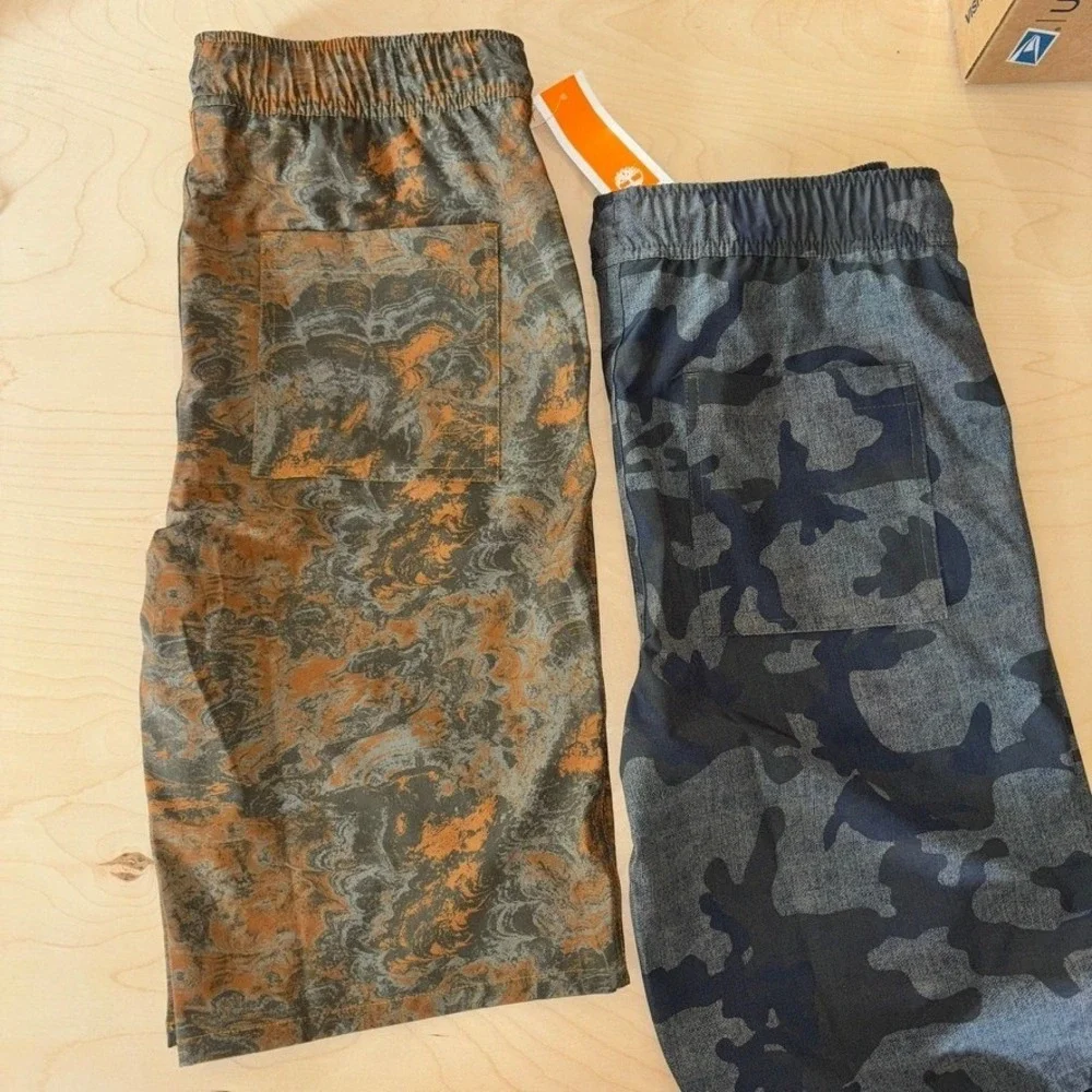 Lot 2 Timberland Boys Amphibian‎ Stretch Pull-On Shorts Sz XL NEW Camo Shorts